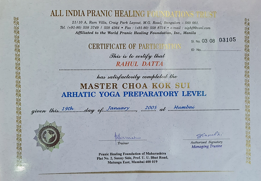 Pranic Healing Certificates