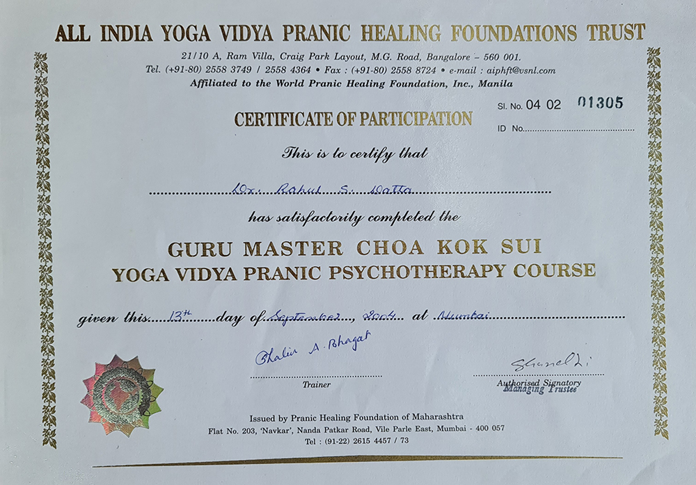 Pranic Healing Certificates
